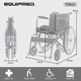 NNEMB Folding Manual Wheelchair Self Propelled, 24' Rear Wheels, Chrome Steel Frame, 46cm Wide Seat, 100kg Capacity, Park Brakes