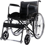 NNEMB Folding Manual Wheelchair Self Propelled, 24' Rear Wheels, Chrome Steel Frame, 46cm Wide Seat, 100kg Capacity, Park Brakes