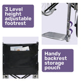 NNEMB Folding Manual Wheelchair Self Propelled, 24' Rear Wheels, Chrome Steel Frame, 46cm Wide Seat, 100kg Capacity, Park Brakes