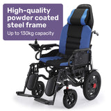 NNEMB Power Electric Wheelchair, Wide Bariatric Chair, Comfortable for S-XL, Long Range, Recline Adjustment, Lithium Battery, 16' Wheels, Headrest, Folding