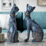 NNEOBA Set of 2 Decorative Resin Cat Statues for Home Decor & Creative Wedding Gifts