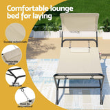 NNEDSZ Hammock Bed w/ Stand Sun Lounge Chair Beige