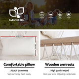 NNEDSZ Gardeon Hammock Chair with Steel Stand Armrest Outdoor Hanging Cream