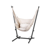 NNEDSZ Hammock Chair Outdoor Camping Hanging with Stand Cream