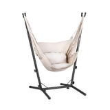 NNEDSZ Hammock Chair Outdoor Camping Hanging with Stand Cream