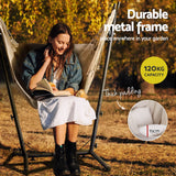 NNEDSZ Hammock Chair Outdoor Camping Hanging with Stand Cream