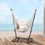 NNEDSZ Hammock Chair Outdoor Camping Hanging with Stand Cream