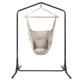NNEDSZ Outdoor Hammock Chair with Stand Hanging Hammock with Pillow Cream