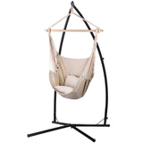 NNEDSZ Hammock Chair Outdoor Camping Hanging with Steel Stand Cream