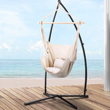 NNEDSZ Hammock Chair Outdoor Camping Hanging with Steel Stand Cream
