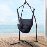 NNEDSZ Hammock Chair Outdoor Camping Hanging with Steel Stand Grey