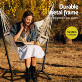 NNEDSZ Hammock Chair Outdoor Camping Hanging with Stand Cream