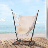 NNEDSZ Hammock Chair Outdoor Camping Hanging with Stand Cream