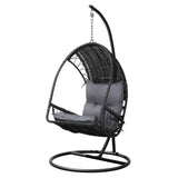 NNEDSZ Gardeon Outdoor Egg Swing Chair Wicker Furniture Pod Stand Armrest Black