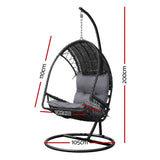 NNEDSZ Gardeon Outdoor Egg Swing Chair Wicker Furniture Pod Stand Armrest Black