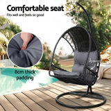 NNEDSZ Gardeon Outdoor Egg Swing Chair Wicker Furniture Pod Stand Armrest Black