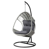 NNEDSZ Outdoor Egg Swing Chair Wicker Furniture Pod Stand Armrest Light Grey