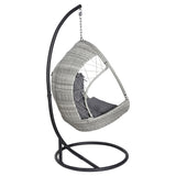 NNEDSZ Outdoor Egg Swing Chair Wicker Furniture Pod Stand Armrest Light Grey