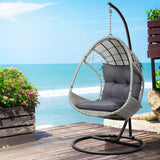 NNEDSZ Outdoor Egg Swing Chair Wicker Furniture Pod Stand Armrest Light Grey