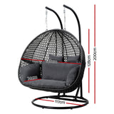 NNEDSZ Gardeon Outdoor Egg Swing Chair Hanging Pod Chair Wicker Cushion 2 Person Grey