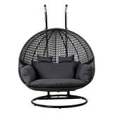 NNEDSZ Gardeon Outdoor Egg Swing Chair Hanging Pod Chair Wicker Cushion 2 Person Grey