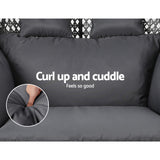 NNEDSZ Gardeon Outdoor Egg Swing Chair Hanging Pod Chair Wicker Cushion 2 Person Grey