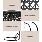 NNEDSZ Gardeon Outdoor Egg Swing Chair Hanging Pod Chair Wicker Cushion 2 Person Grey