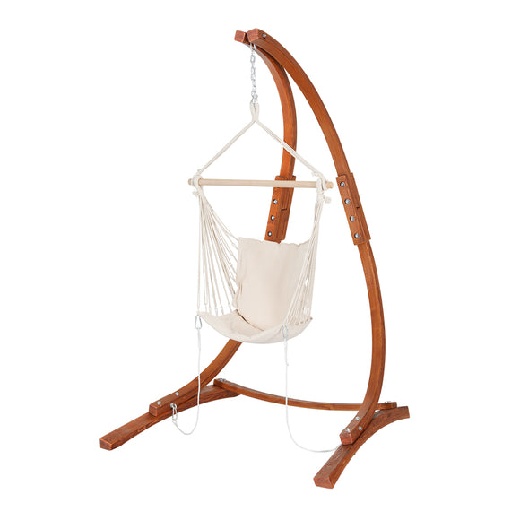 NNEDSZ Hammock Chair Timber Outdoor Furniture Camping with Stand White