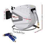NNEDSZ Green Fingers 30M Water Hose Reel Retractable Auto Rewind Wall Mount Garden Spray Gun