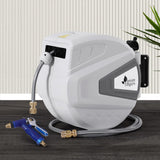 NNEDSZ Green Fingers 30M Water Hose Reel Retractable Auto Rewind Wall Mount Garden Spray Gun
