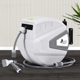 NNEDSZ Green Fingers 30M Water Hose Reel Retractable Auto Rewind Wall Mount Garden Spray Gun