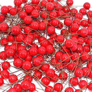 NNEOBA 300Pcs Red Pearl Stamens Artificial Flower Berries