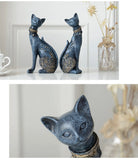 NNEOBA Set of 2 Decorative Resin Cat Statues for Home Decor & Creative Wedding Gifts