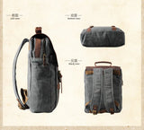 NNEOBA Leather Canvas Travel Backpack