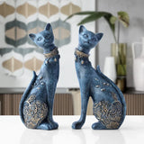 NNEOBA Set of 2 Decorative Resin Cat Statues for Home Decor & Creative Wedding Gifts