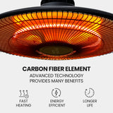 NNEMB 1500W Hanging Electric Outdoor Patio Heater, Radiant Carbon Fiber Element, with Remote Control