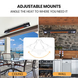 NNEMB 2000W Electric Outdoor Strip Heater, Carbon Fiber Element, Wall Ceiling or Hanging Mount, Remote , LED Screen, 9 Radiant Heat Settings, 24 Hr Timer