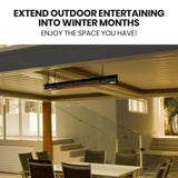 NNEMB 2000W Electric Outdoor Strip Heater, Carbon Fiber Element, Wall Ceiling or Hanging Mount, Remote , LED Screen, 9 Radiant Heat Settings, 24 Hr Timer