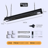 NNEMB 2000W Electric Outdoor Strip Heater, Carbon Fiber Element, Wall Ceiling or Hanging Mount, Remote , LED Screen, 9 Radiant Heat Settings, 24 Hr Timer