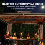 NNEMB 2000W Electric Outdoor Strip Heater, Carbon Fiber Element, Wall Ceiling or Hanging Mount, Remote , LED Screen, 9 Radiant Heat Settings, 24 Hr Timer