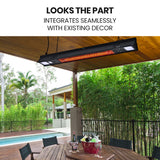 NNEMB 2000W Electric Outdoor Strip Heater, Carbon Fiber Element, Wall Ceiling or Hanging Mount, Remote , LED Screen, 9 Radiant Heat Settings, 24 Hr Timer