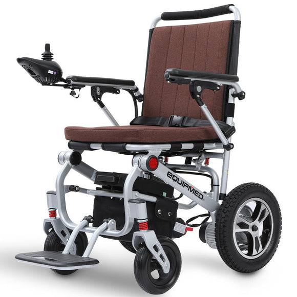 NNEMB Ultra-Light Power Wheelchair, Tight Turning, Airline Approved, ARTG Certified, Aluminium Frame, Lithium Battery, Brown