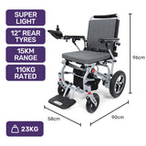 NNEMB Ultra-Light Power Wheelchair, Tight Turning Electric Motorised Wheel Chair, Folding, ARTG Certified, Aluminium Frame, Lithium Battery, Grey