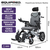 NNEMB Power Electric Wheelchair, Folding, ARTG Certified, Recline Adjustment, Headrest, Aluminium Frame, Lithium Battery, Folding