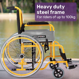 NNEMB Kids Paediatric Wheelchair, 100kg Rated, 110-140cm Rider Height, Quick Folding, Adjustable Footrests, 22' Wheels, Yellow