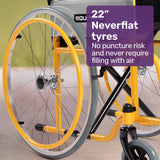 NNEMB Kids Paediatric Wheelchair, 100kg Rated, 110-140cm Rider Height, Quick Folding, Adjustable Footrests, 22' Wheels, Yellow