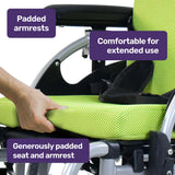 NNEMB Kids Premium Paediatric Wheelchair, Lightweight Aluminium, 22' Wheels, 75kg Rated, Green