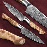 NNEOBA 5-Inch Damascus Utility Knife 67-Layer Super Steel Brown