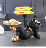 NNEOBA Resin Bulldog Statue - Unique Animal Figurine Sculpture in Black