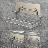 NNEOBA Stainless Steel Bathroom Storage Shelf Punch-Free Kitchen Bathroom Toilet Wall Hanging Storage Rack